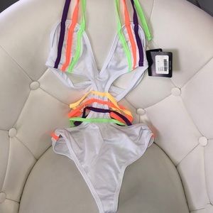 Neon Strappy Rave Bodysuit